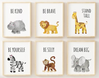 Set of 6, Nursery decor, Nursery wall art, Safari nursery prints, Animal prints nursery, Modern Nursery prints, Safari nursery decor