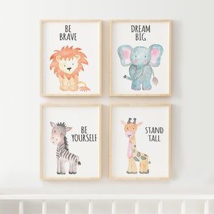 Safari Nursery Decor Prints Giraffe Elephant Lion Zebra Jungle Animals Printable Wall Art 8x10 11X14 A3 Baby Shower Gift Set Jungle Safari