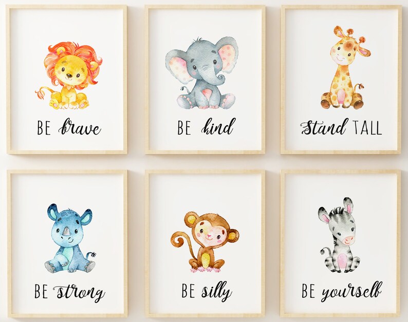 Safari Nursery Print Set of 6 Safari Nursery Decor Safari Etsy