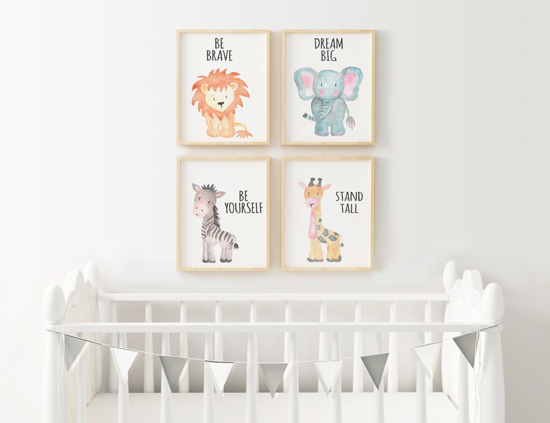Boy Nursery Wall Art Boy Nursery Decor Baby Animals Gray Nursery ...