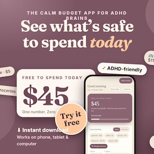 Calm Budget App for ADHD Brains | See What's Safe to Spend Today, No Subscription