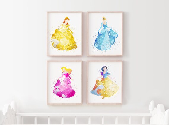 Disney Princess Collection Disney Watercolor Nursery Princess Printable Princess Gifts Bedroom Decor Disney Wall Art Baby Room Disney Poster