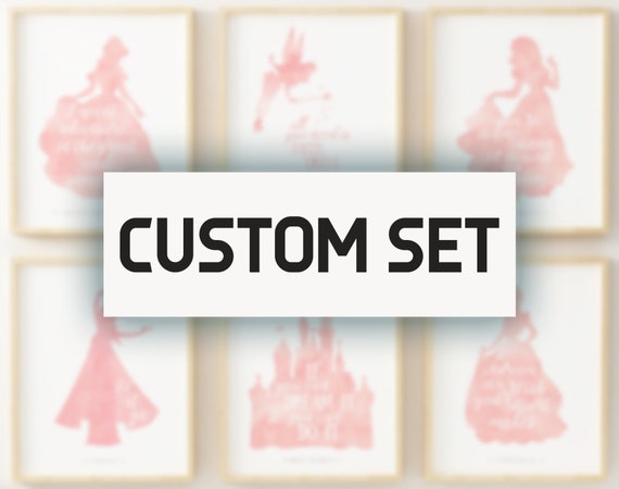 Disney Wall Art Disney Watercolor Walt Disney Set Of Six Etsy