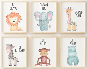 Set of 6, Nursery decor, Nursery wall art, Safari nursery prints, Animal prints nursery, Modern Nursery prints, Safari nursery decor