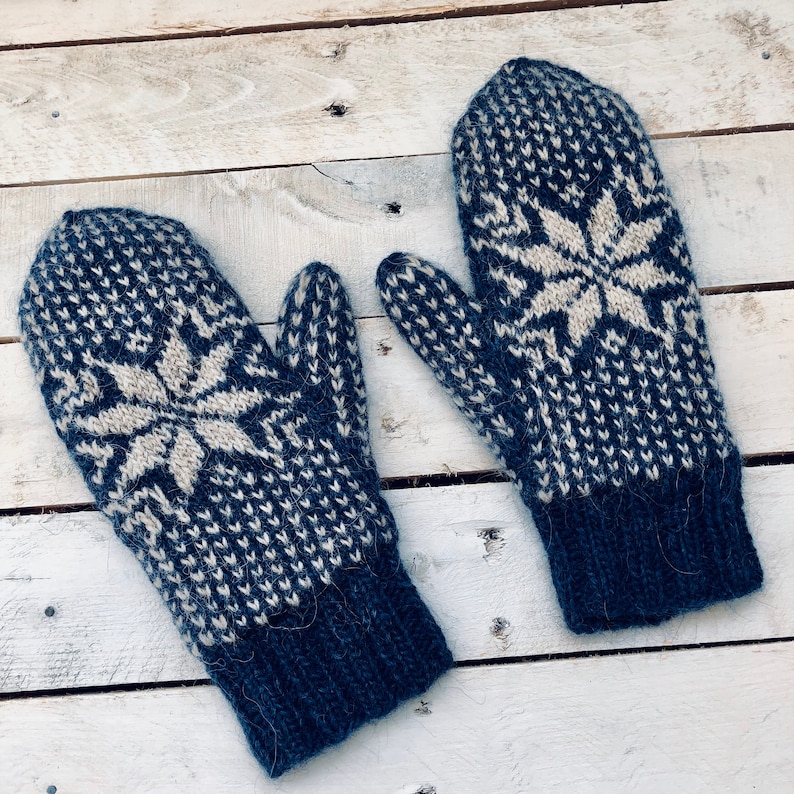 FROST lined colourwork mitten pattern downloadable PDF Etsy