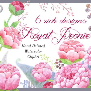 Royal Peonies - watercolor clipart peonies, commercial use clipart, flower frame, peonies flower wedding clipart, floral frame wreath