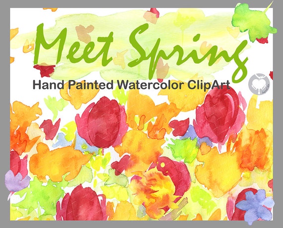 Watercolor Border Clipart Meet Spring Commercial Use Clipart Etsy