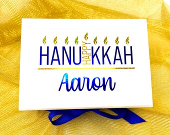 Personalized Happy Hanukkah Menorah Gift Box - Unique Keepsake Box - Present Packaging