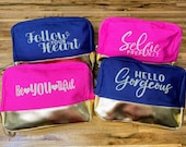 Zipper Cosmetic Bags with Liner - Bridesmaids - Bride - Wedding - Zipper Pouch - Custom - Travel Bag - Bridal - Accessory Case - Make Up Bag