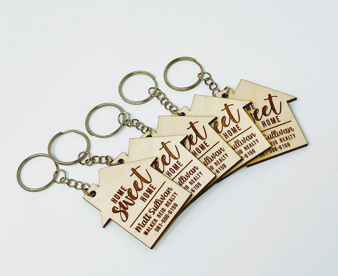 Personalized Closing Gift Wood Keychain Realtor Promotional Etsy