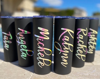 Personalized Tumbler 20oz, Tumbler with Decal, Bridal Party Gifts, Bachelorette Gifts, Girls Trip Tumbler, Tumbler with Straw, Gifts for Her