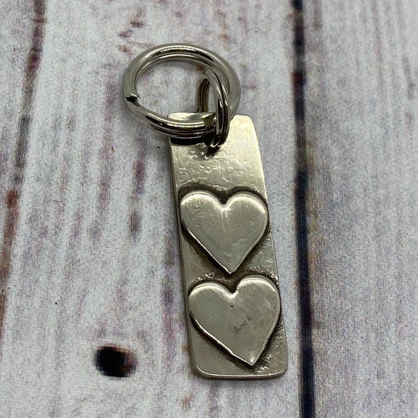 Heart dog tag, custom heart dog tag for dogs, hand stamped pet id tag, personalized id tag, hearts