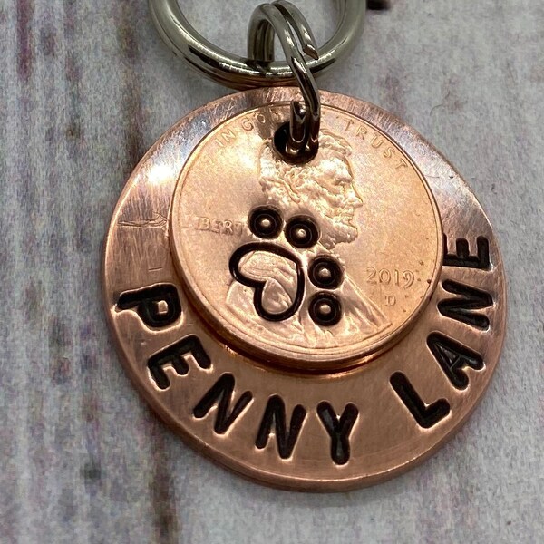 Lucky penny dog tag, lucky penny dog id, lucky dog, lucky penny gift, custom gifts, personalized gifts, double sided, custom dog tag, dog