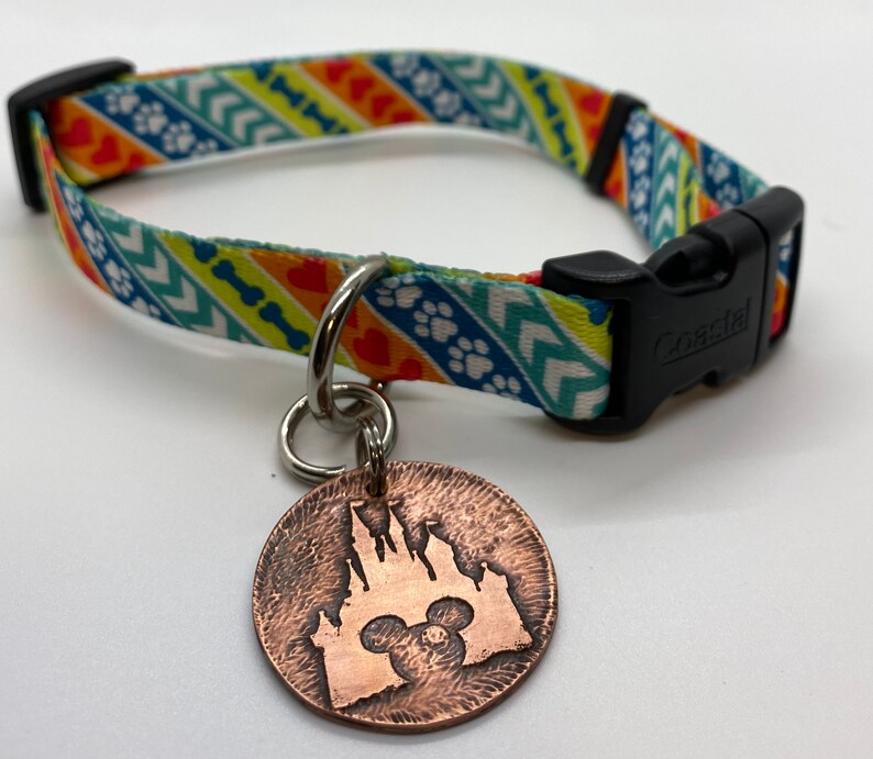 Disney dog tag Disneyland custom pet Id Disney castle Id tag Etsy