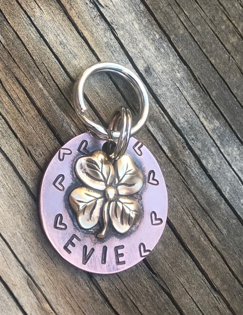 Four Leaf Clover Shamrock Pet Id Personalized Dog Tag Etsy