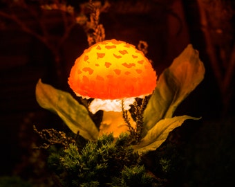 Pilz Lampe MADE TO ORDER - Pilz - Orange Pilz Lampe - Pilz Lampe - Feen Dekor - Natur Dekor