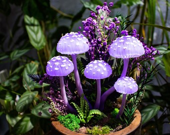 Lila Pilz Lampe: Handgemachte Waldfee Nachtlicht