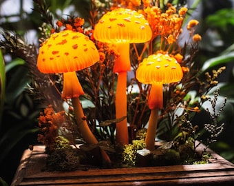 Orange Pilz Nachtlicht: Pilz Lampe, Wald Leuchter