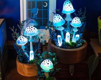 Glühende Pilz-Lampe: Kristall-Pilz-Licht, Feen-Natur-Dekor
