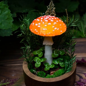 Mushroom lamp MADE to ORDER - Fly Agaric Amanita  - Mushroom - Red-Orange Mushroom lamp - Fungi light - Fairy decor - Nature decor