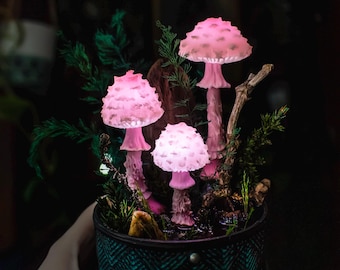 Rosa Pilz Nachtlicht - Glühende Pilze Fee Wald LED Lampe