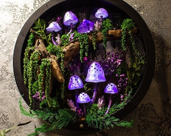 Schillernde Pilz-Lampe: Kristall- & Moos-Lichterkette, Nature Home Decor
