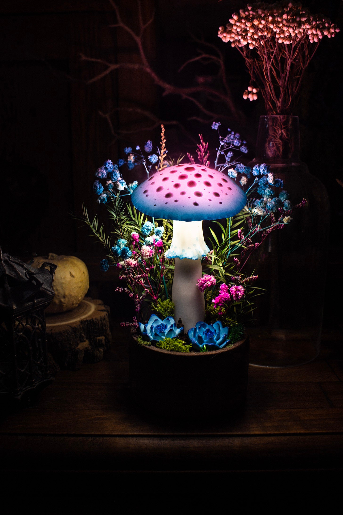 光るキノコランプ：ファンタジーの森の装飾、妖精のナイトライト