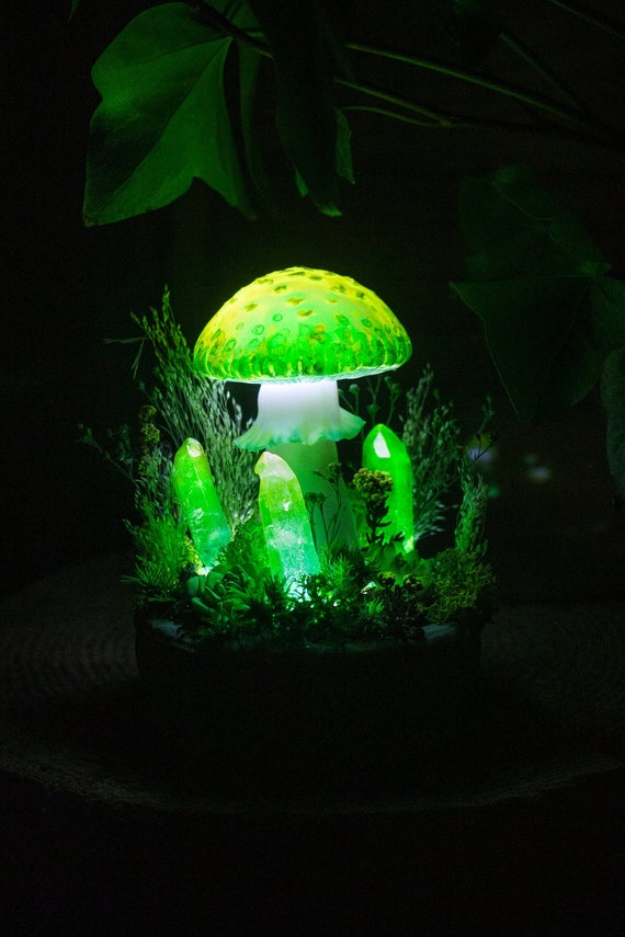 Mushroom Lamp MADE TO ORDER Mushrooms Mushroom Lamp Fungi Light Iridescence  Fairy Decor Glowing Sculpture Mushroom Light -  UK