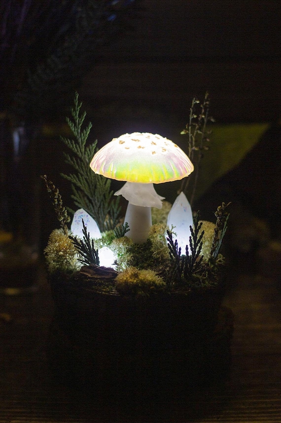 Pilz Tischlampe Orange LED Mushroom Lampe Tischleuchte