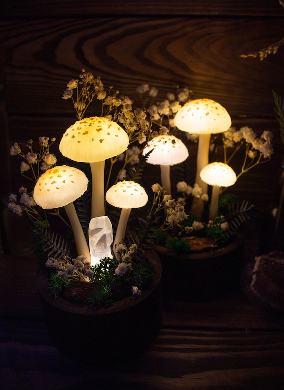 Mushroom Lamp MADE TO ORDER Mushroom Orange Mushroom Lamp Fungi Light Fairy  Decor Nature Decor 