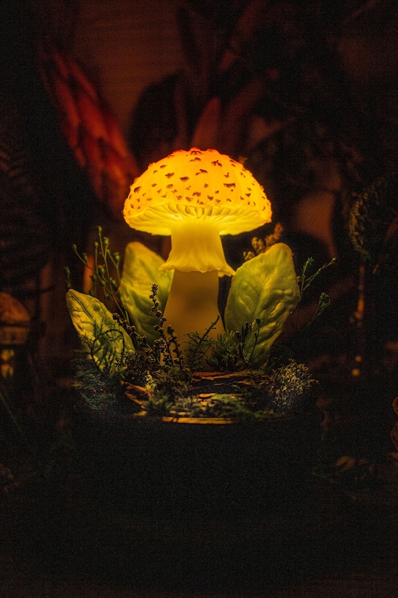 Mushroom Lamp MADE TO ORDER Mushrooms Mushroom Lamp Fungi Light Iridescence  Fairy Decor Glowing Sculpture Mushroom Light -  UK
