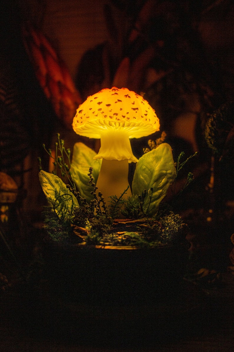 Mushroom Lamp MADE TO ORDER Mushroom Orange Mushroom Lamp Etsy