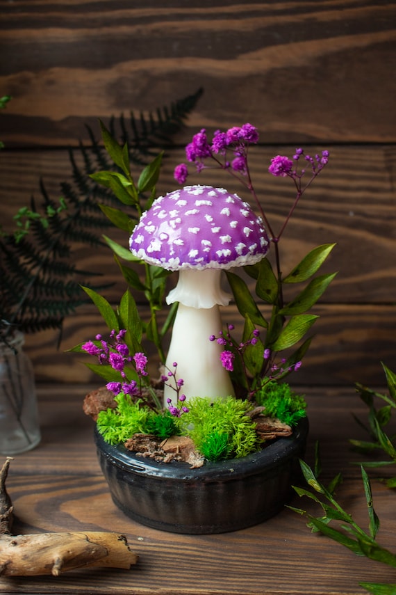 MADE TO ORDER Mushroom Lamp Mushroom Purple Fungi Lamp Forest Light Fairy  Decor Nature Decor 