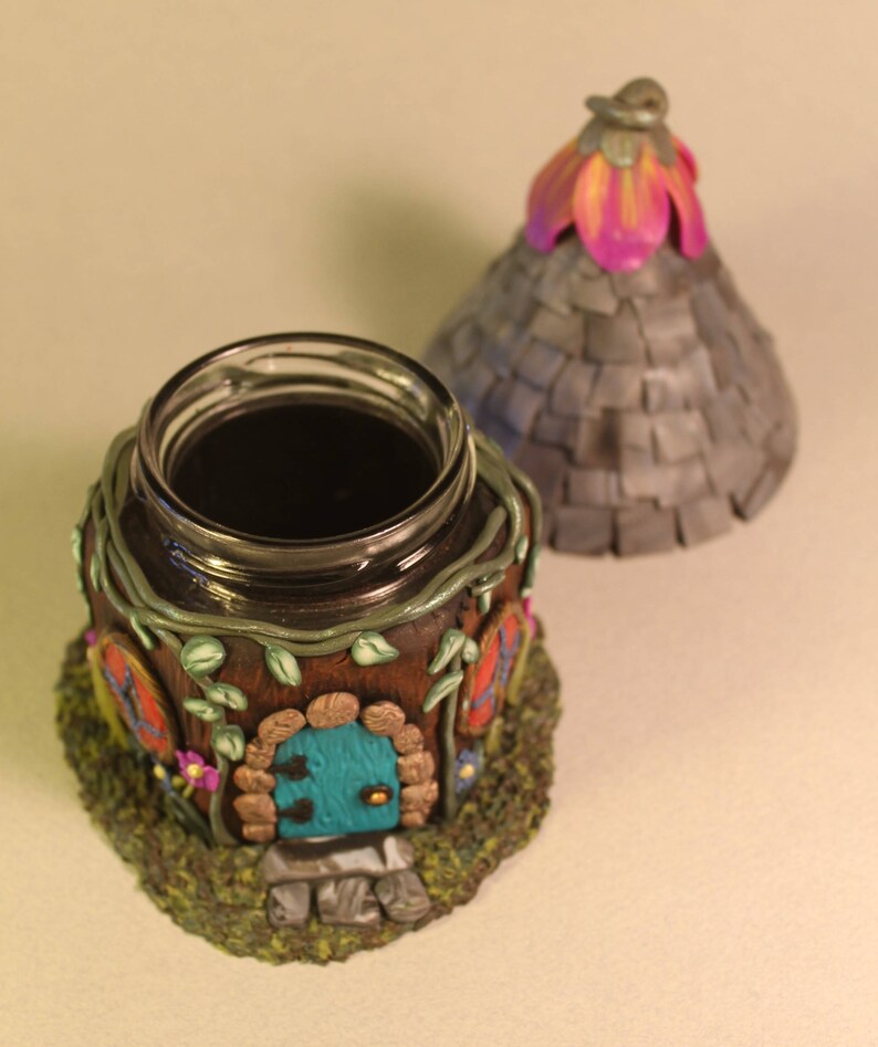 Fairy House Jar with Blue Door Etsy