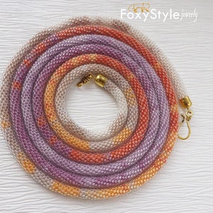 Long Necklace Layered and Long Multi Strand Necklace 30th Birthday Gift Long Beaded Necklace Rope Necklace Orange Necklace Purple Necklace image 1