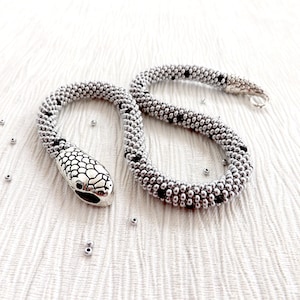 Silver snake necklace, Snake choker necklace, Silver statement necklace, Custom handmade jewelry, Ouroboros, Snake jewelry for women