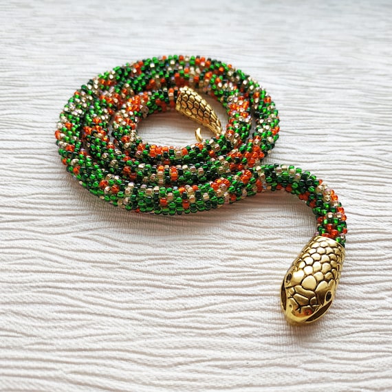 Flexible Snake Necklace Statement Necklace Ouroboros Necklace Beaded Long Necklace Tribal Choker Snake Jewelry for Women Etsy