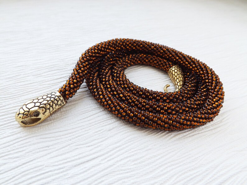 Snake Jewelry Brown Statement Necklace Choker Necklace Snake Necklace Ouroboros Necklace Coffee Brown Necklace Long Necklace Gothic Necklace