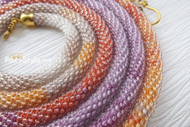 Long Necklace Layered and Long Multi Strand Necklace 30th Birthday Gift Long Beaded Necklace Rope Necklace Orange Necklace Purple Necklace image 9