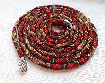 Snake necklace, Red statement necklace, Snake jewelry, Serpent Necklace, Wiccan jewelry, Ouroboros necklace, Birthday gift for her