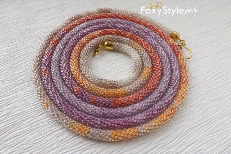 Long Necklace Layered and Long Multi Strand Necklace 30th Birthday Gift Long Beaded Necklace Rope Necklace Orange Necklace Purple Necklace image 8