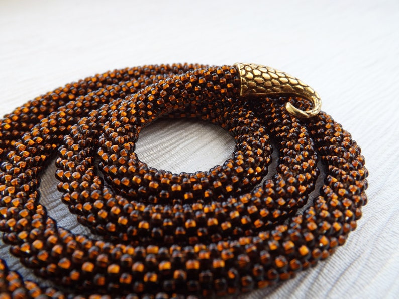 Snake Jewelry Brown Statement Necklace Choker Necklace Snake Necklace Ouroboros Necklace Coffee Brown Necklace Long Necklace Gothic Necklace