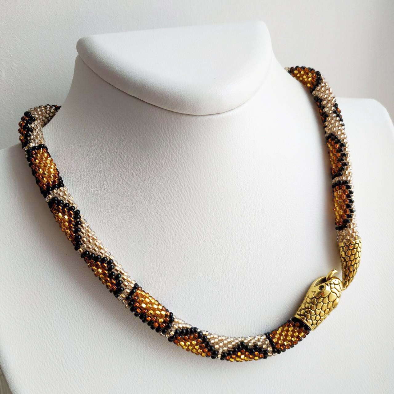 Gold Schlange Halskette handgemachte Perlen Schmuck Gold Etsy