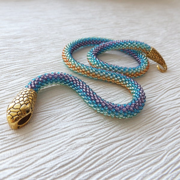 Handmade beaded choker, Snake Choker, Seed bead choker, Totem necklace, Statement choker, Snake jewelry, Wiccan jewelry