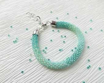 Mint Bracelet Turquoise Bracelet Beaded Bracelet Green Bracelet Statement Bracelet Mint Jewelry Dainty Bracelet Seed Bead Bracelet Ocean