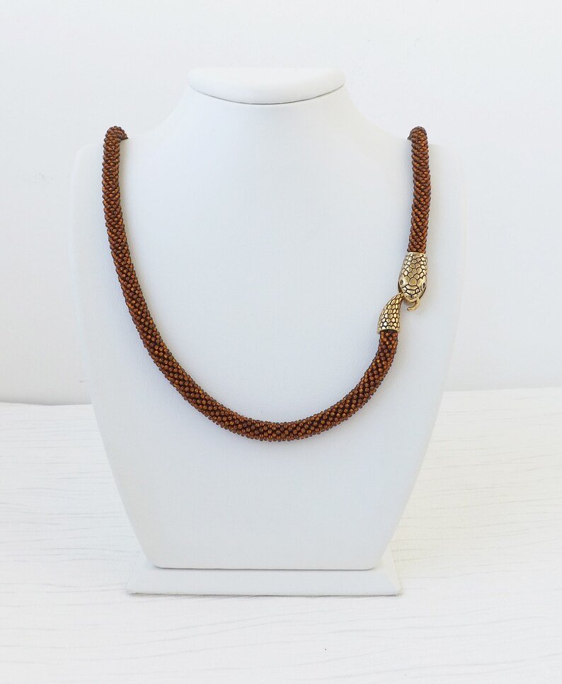 Snake Jewelry Brown Statement Necklace Choker Necklace Snake Necklace Ouroboros Necklace Coffee Brown Necklace Long Necklace Gothic Necklace