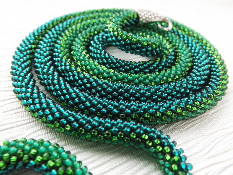 Green Snake Necklace Serpent Necklace Ouroboros Jewelry Etsy
