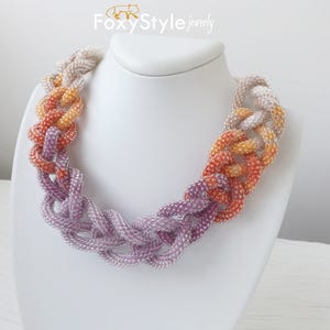 Statement Purple Necklace Boho Bridal Beaded Necklace Birthday Gift For Mom Modern Charm Necklace Ombre Necklace Multicolor Necklace Lilac image 4