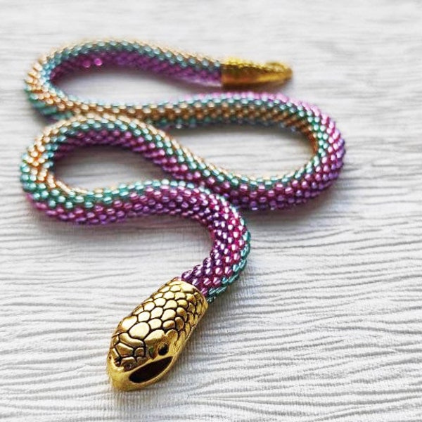 Handmade beaded choker, Beaded snake necklace, Snake choker, Snake bracelet, Rope necklace, Seed bead choker, Snake jewelry, Beaded collar