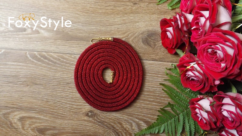 Statement Red Necklace Long Red Bead Necklace Crochet Red Jewelry Rope Necklace Red Gift for women elegant red jewelry beadwork gift for mom image 8